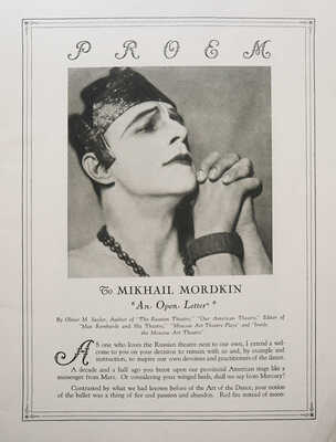 [Михаил Мордкин и его русский балет. Программка. Сезон 1926-27]. New York: Arthur Klar, 1926.~